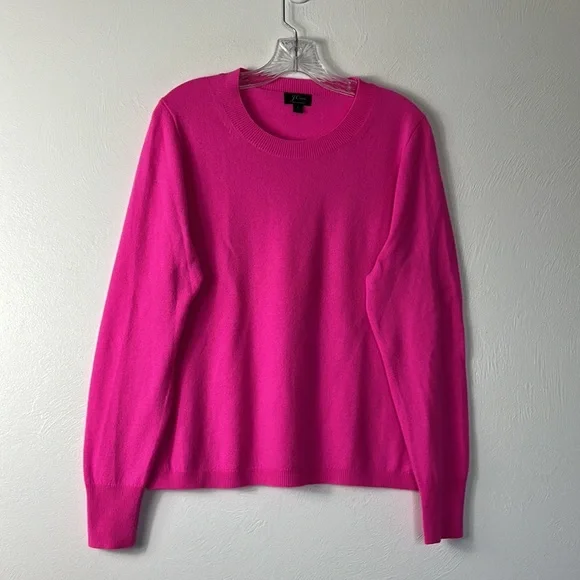 J. Crew 100% Cashmere Sweater Women's Fitted  L Pink Lightweight Knit EUC - Picture 10 of 10